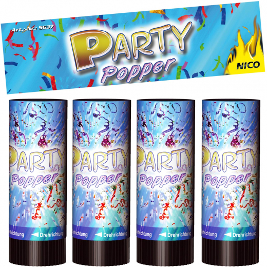 Party Popper 10cm, 4er