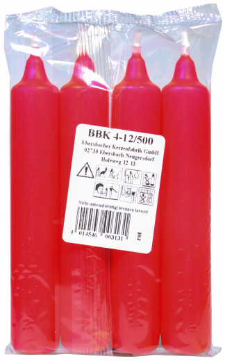 Berliner Baumkerzen 4 Stück Ø  23 mm Höhe 130 mm Farbe:  rot 210