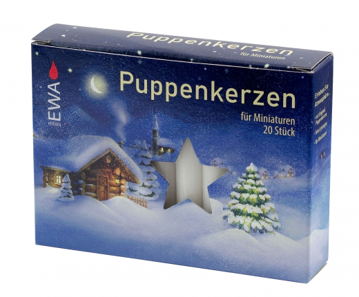 Puppenkerzen 20 Stück Ø  10 mm Höhe 65 mm Farbe:  weiß 010