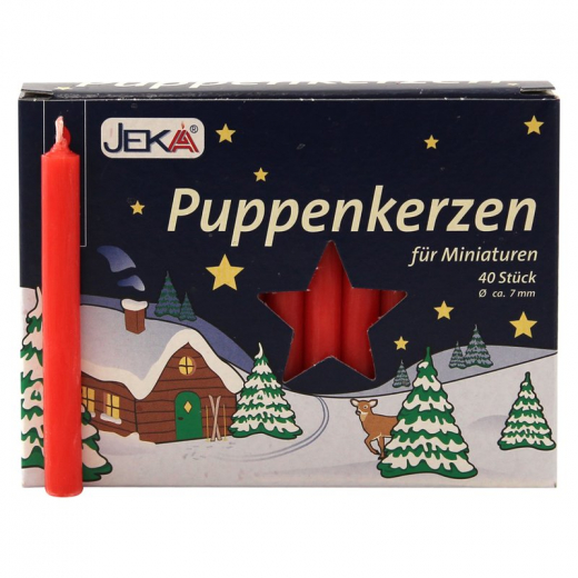 Puppenkerzen 40 Stück Ø  7 mm Höhe 65 mm Farbe:  rot 210