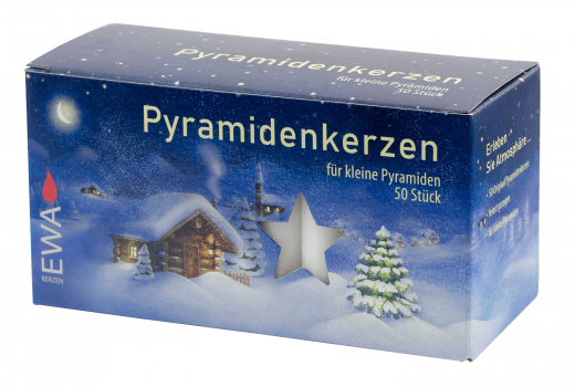 Pyramidenkerzen klein  50 Stück Ø  14 mm Höhe 74 mm Farbe:  weiß 010